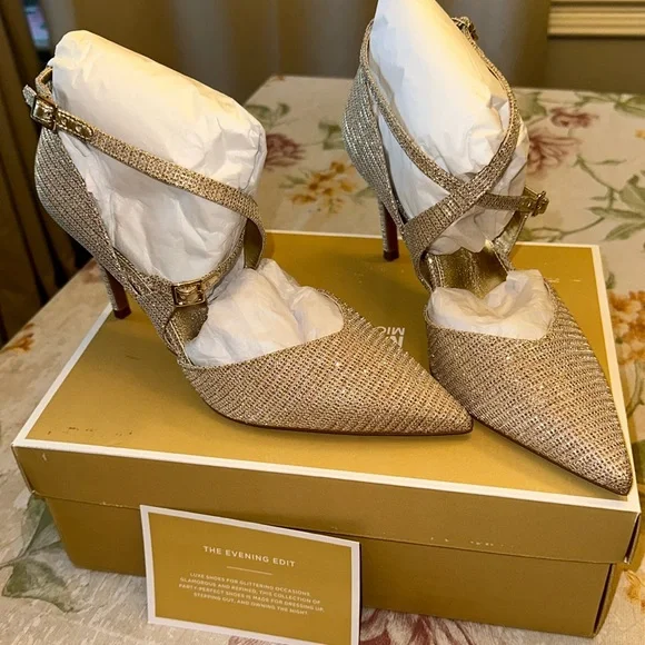 Michael kors champagne gold holiday high heel stilettos - Picture 1 of 6